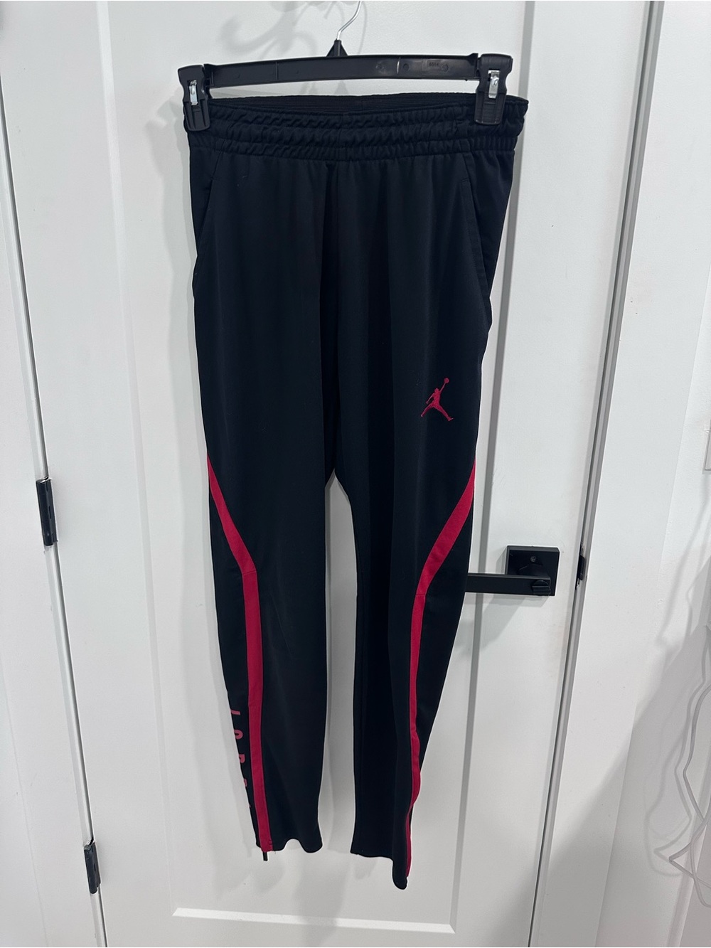 Jordan Mens Black Track Pants with Red Accents